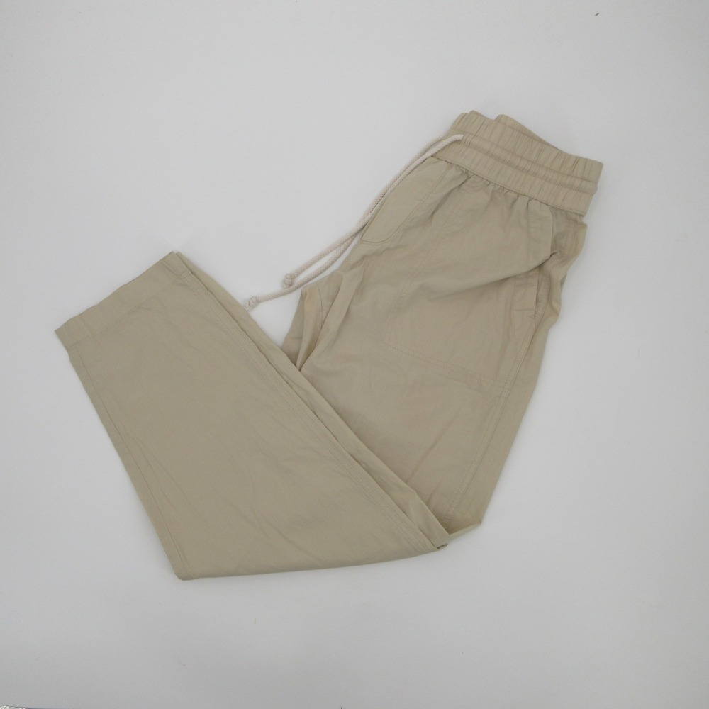Lou & Grey Womens Beige 100% Cotton Elastic Waist Drawstring Pants Size M